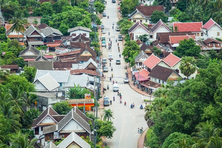 Viewpoint and landscape in luang prabang, Laos.のeditorial素材