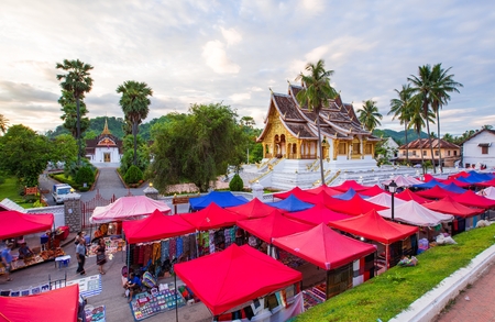 Night Market at Luang Prabang, Laos on June 9, 2015 in Luang Prabang, Laosのeditorial素材