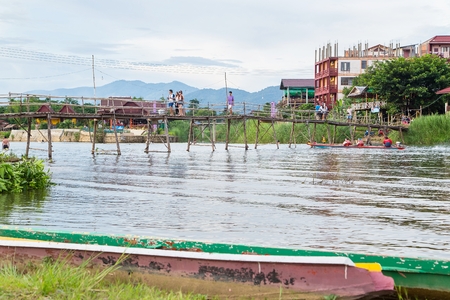Vang Vieng is a tourism-oriented town in Laos, located in Vientiane Province about four hours bus ride north of the capital.のeditorial素材