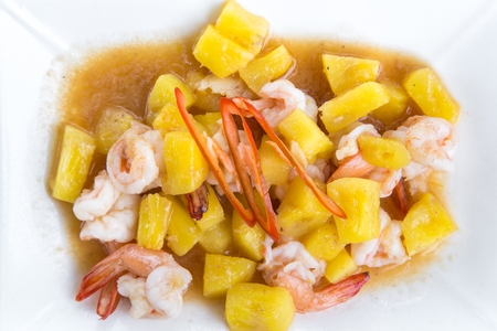 Pineapple fried shrimp Thaifoodの写真素材