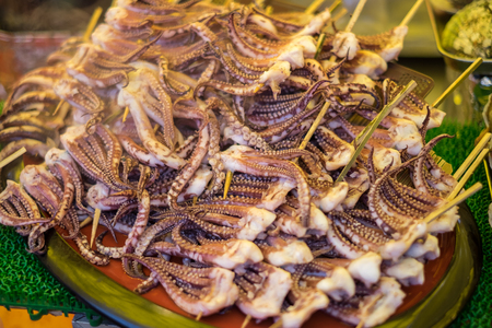 squid at street food in Tokyo, Japanの写真素材