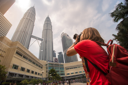KUALA LUMPUR, MALAYSIA - AUGUST 20, 2016 : The Petronas Twin Towers in Kuala Lumpur, Malaysia are the world's tallest twin tower. The skyscraper height is 451.9mのeditorial素材