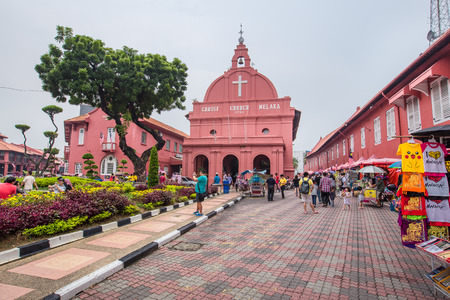 Christ Church, a historical building in Melaka city, Malaysia.のeditorial素材