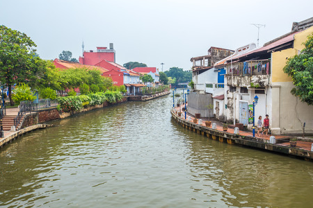 The painting wall of the old building in Melaka,Malaysia .のeditorial素材