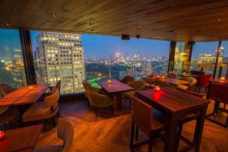 View from the top of Bangkok Building rooftop bar & restaurant on January 5, 2017 in Bangkok, Thailand. Bangkok Building is a rooftop bar on the 40 rd floorのeditorial素材
