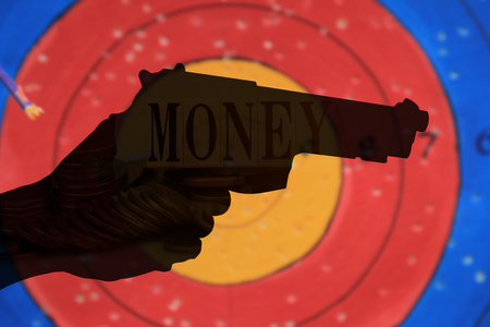 Gun On Archery Target Background