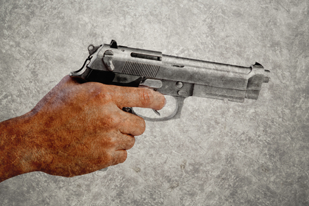 Gun On Classic Backgroundの写真素材