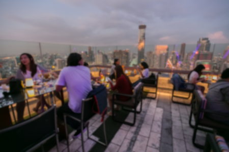 View from the top of Bangkok Building rooftop bar & restaurant , Blurred Photoの写真素材