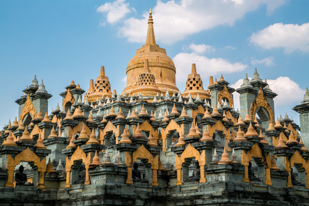 Sandstone Pagoda in Pa Kung Temple at Roi Et of Thailandの写真素材