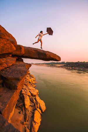 Grand canyon of Thailand, stone mountain at Sam Phan Bokのeditorial素材