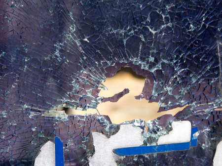 cracked and broken glass for backgroundの写真素材