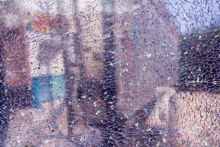 cracked and broken glass for backgroundの写真素材