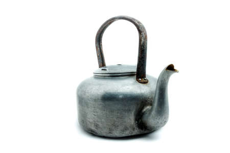 Old kettle on a white background.の写真素材
