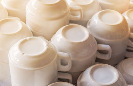 white cups stackingの写真素材