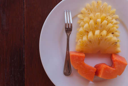 Papaya and Pineapple fruitの写真素材