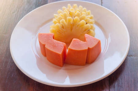 Papaya and Pineapple fruitの写真素材