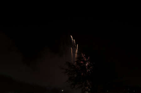 Abstract colored firework background with free space for textの写真素材