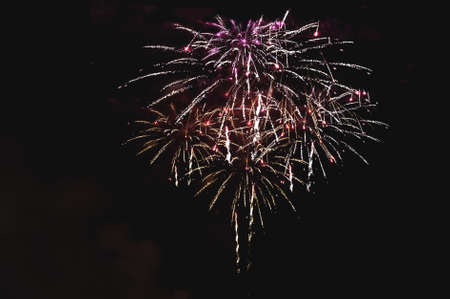 Abstract colored firework background with free space for textの写真素材