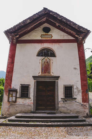 Small catholic Church in Gordevio, Switzerlandのeditorial素材