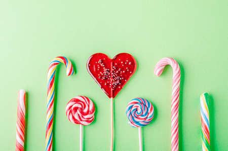 Lollipops on a green background