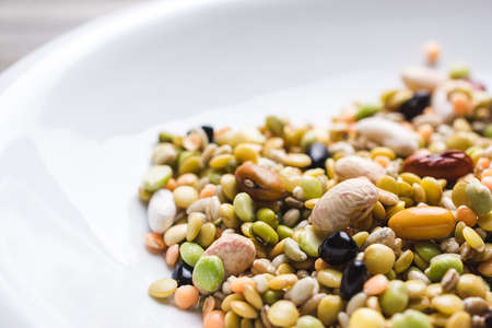Soaked legumes on a plateの写真素材