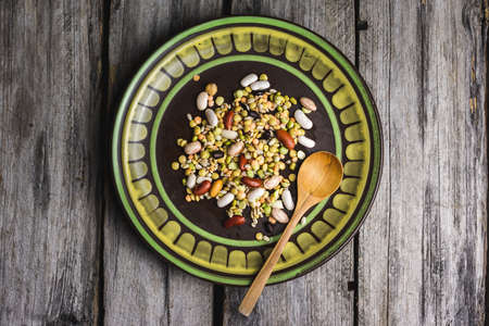 Soaked legumes on a plateの写真素材