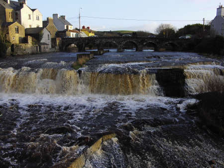 Ennistymon town cascades, county Clare, Irelandの写真素材