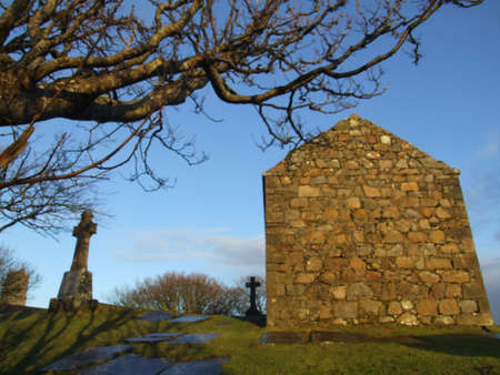 Small rural ruins of Irish church and cemetryの写真素材