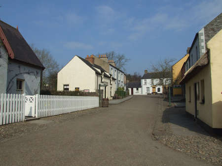Deserted village street in village in west of Irelandの写真素材