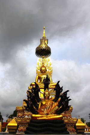 Golden Buddha and  Black Skyの写真素材