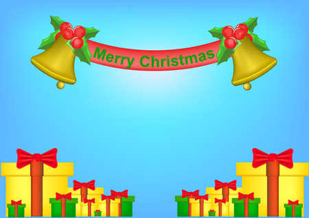Background of christmas bell and golden ribbon .のイラスト素材