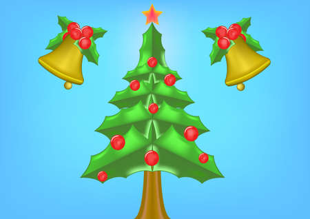 Background of christmas bell and christmas tree .のイラスト素材