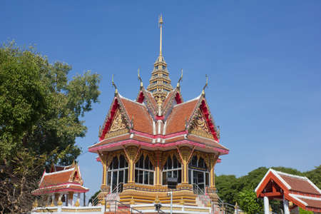 Thai temple in Thailand with blue skyの写真素材