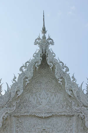 decoration on top of roof at Wat Rong Khun Chiang Rai province Thailand の写真素材