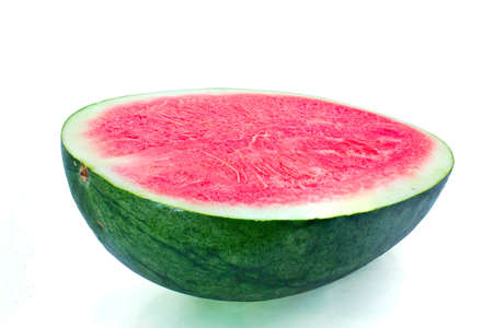 fresh half of watermelon on white backgroundの写真素材