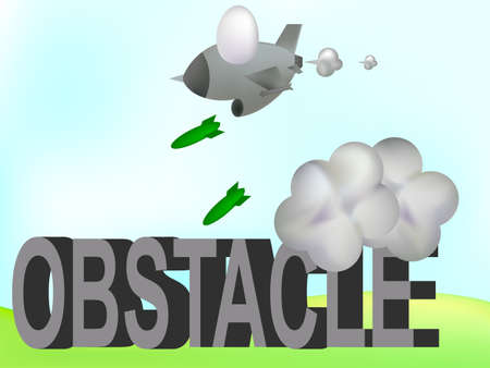 fighter jet drop bomb destroy obstacleのイラスト素材