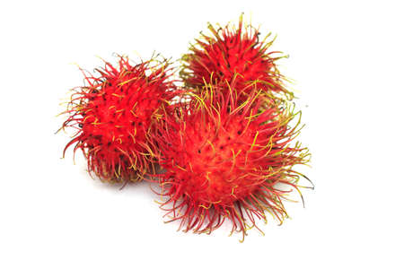 Tropical fruit, rambutan on white background の写真素材