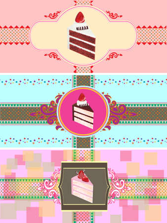 vector of set of cake cards template のイラスト素材