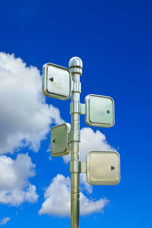 blank signs pointing many directions ( clipping path)の写真素材