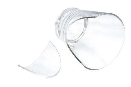 Broken glass on a white background  の写真素材