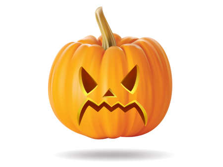 Halloween pumpkin with scary face on  whiteのイラスト素材
