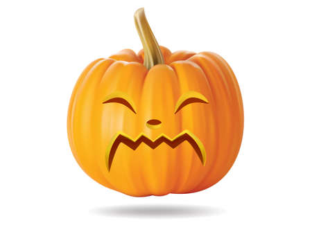 Halloween pumpkin with funny face on  whiteのイラスト素材
