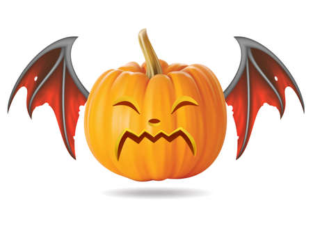 Halloween pumpkin with funny face on  whiteのイラスト素材