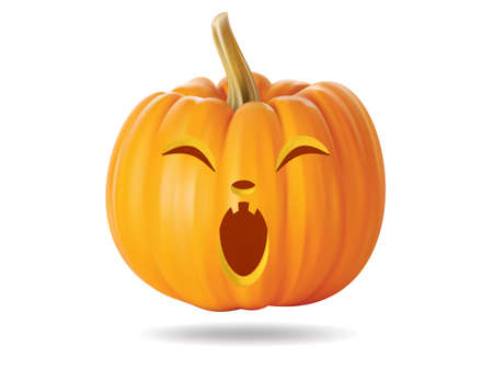 Halloween pumpkin with funny face on  whiteのイラスト素材