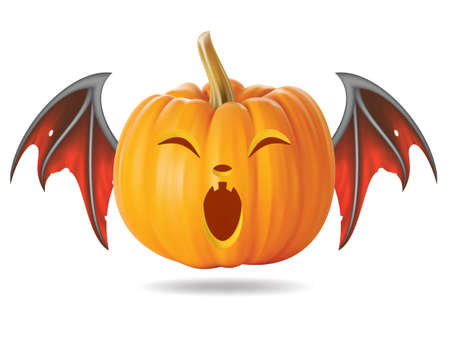 Halloween pumpkin with funny face on  whiteのイラスト素材
