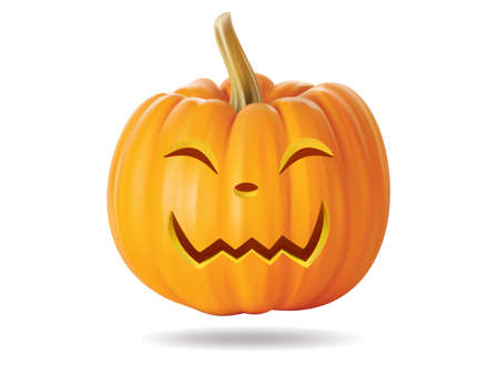 Halloween pumpkin with funny face on  whiteのイラスト素材