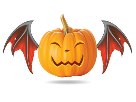 Halloween pumpkin with funny face on  whiteのイラスト素材