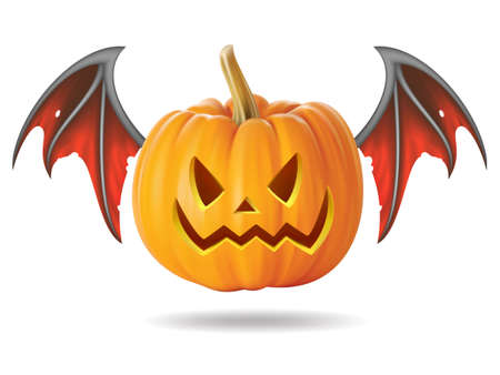 Halloween pumpkin with scary face on  whiteのイラスト素材