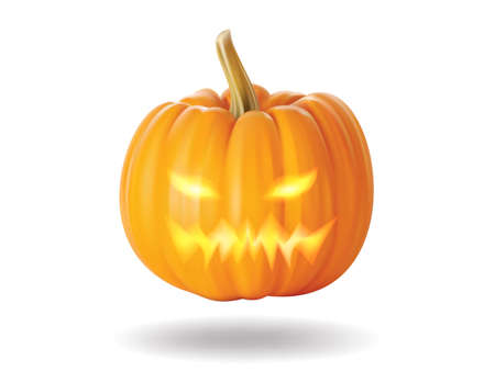Halloween pumpkin with scary face on  whiteのイラスト素材