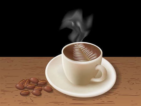 Cup of coffee with coffee grain. Photo-realistic vector. のイラスト素材